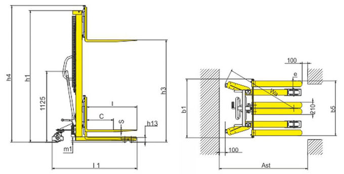Vertrag 1,5 Hubhöhe des Tonne Straddle-Gabelstapler-1500mm mit Nylonrädern